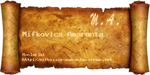 Mifkovics Amaranta névjegykártya